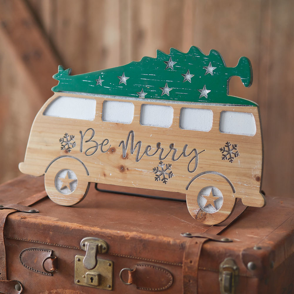 Tabletop Christmas Camper Van 18½''W x ¼''D x 12''H